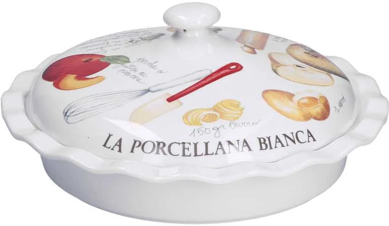 NPC Polska La Porcellana Bianca Goloserie obuolių pyrago lėkštė su dangteliu 27 cm