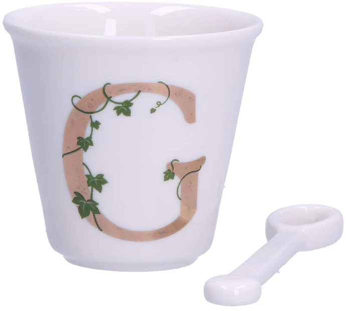 LA PORCELLANA BIANCA UNICO puodelis su šaukštu 75 ml, Design G
