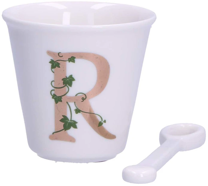 LA PORCELLANA BIANCA UNICO puodelis su šaukštu 75 ml, modelis R