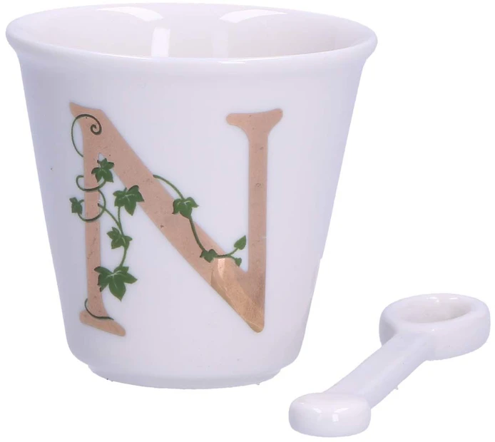LA PORCELLANA BIANCA UNICO puodelis su šaukštu 75 ml, modelis N
