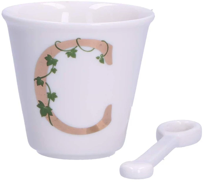 LA PORCELLANA BIANCA UNICO puodelis su šaukštu 75 ml, dizainas C