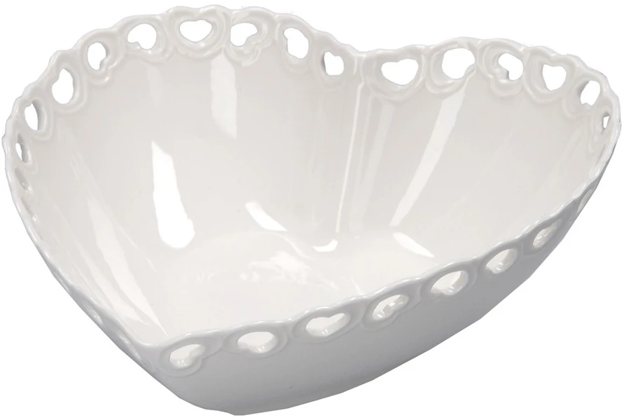 LA PORCELLANA BIANCA VALENTINO Dekoruotas širdies dubuo, 20 cm