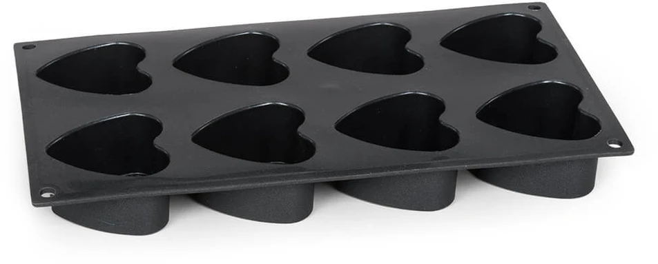 Patisse mini širdelės formos 29 x 17 cm pilkas silikonas 8 skyreliai