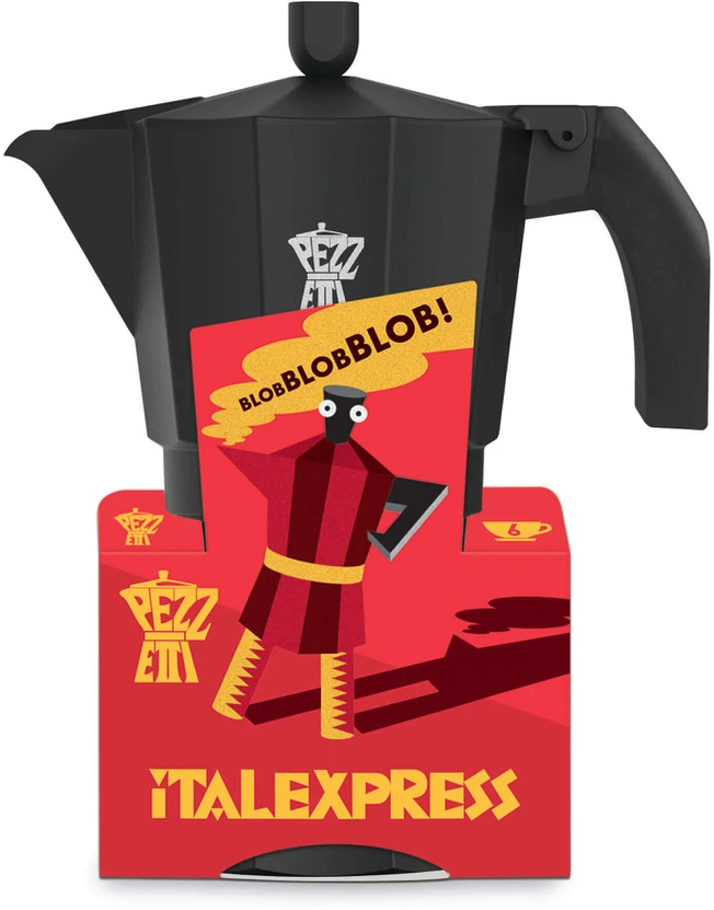 Juodas Pezzetti Italexpress su reklaminiu kartoniniu įdėklu