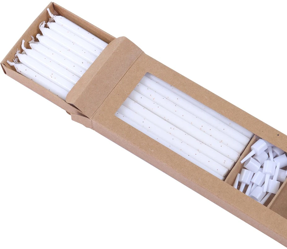 PME 16 aukštų žvakių rinkinys su stovais 18 cm baltos spalvos