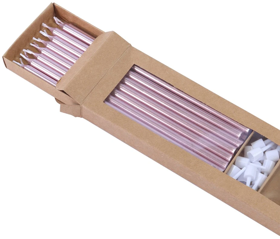 PME 16 aukštų žvakių rinkinys su stovais 18 cm rožinio aukso