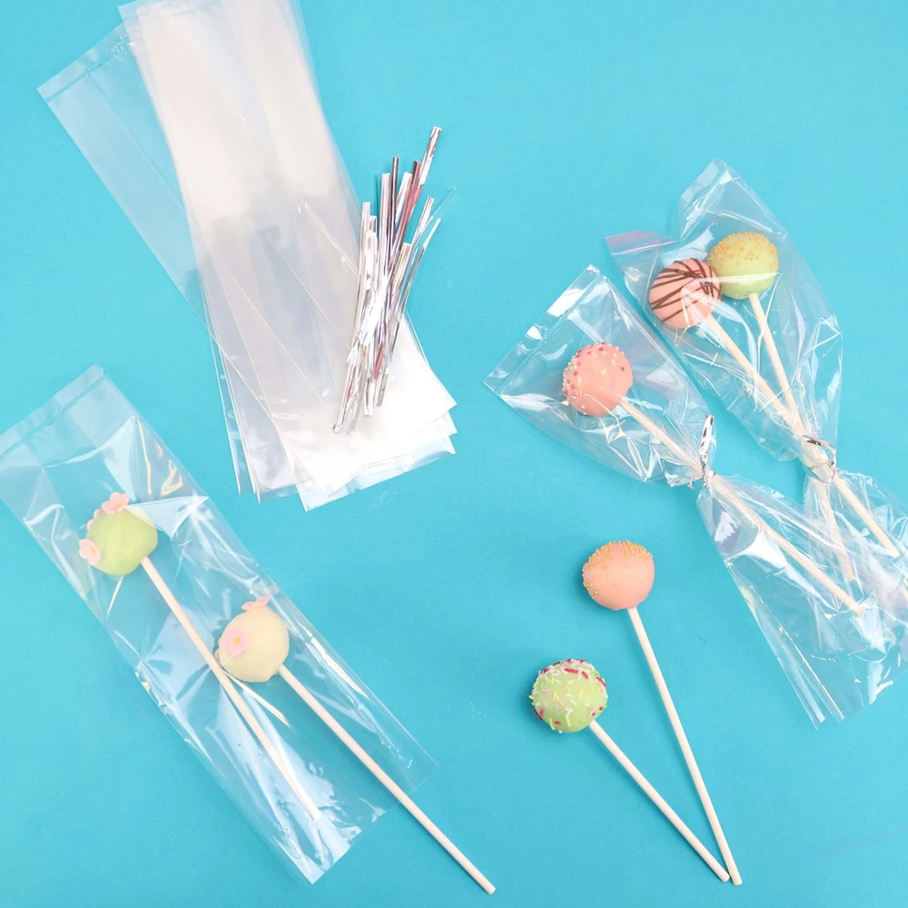 PME Cake Pop maišelių rinkinys su sidabriniais kaspinėliais