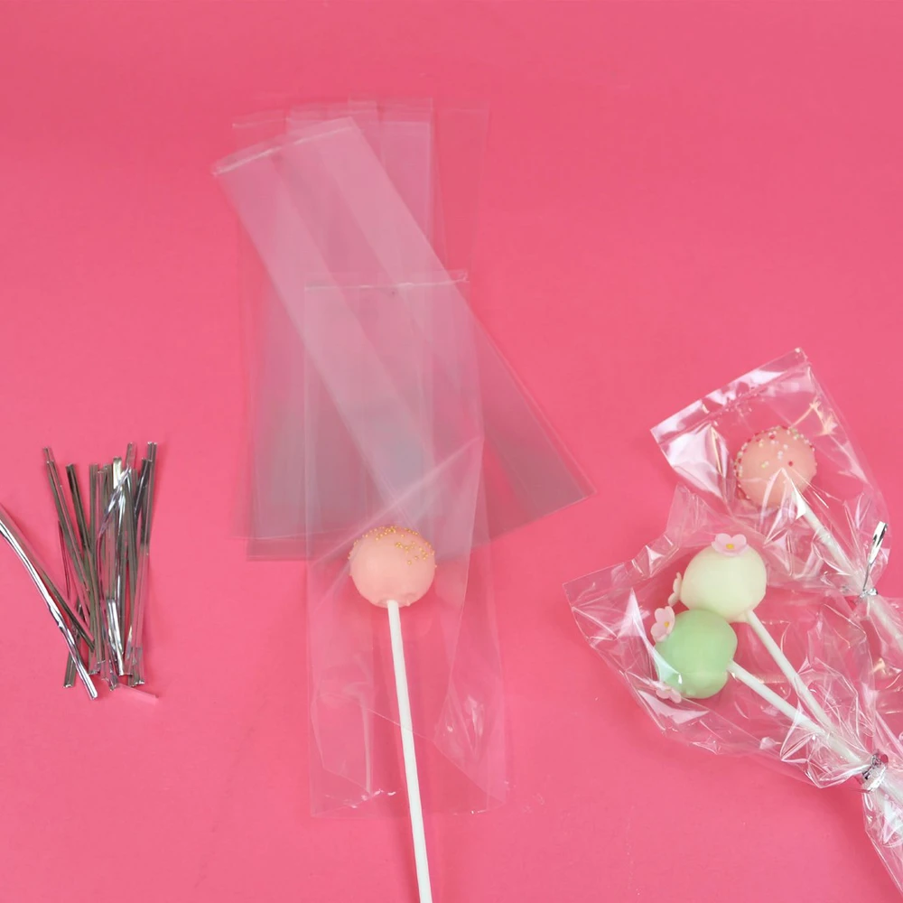 PME Cake Pop maišelių rinkinys su sidabriniais kaspinėliais