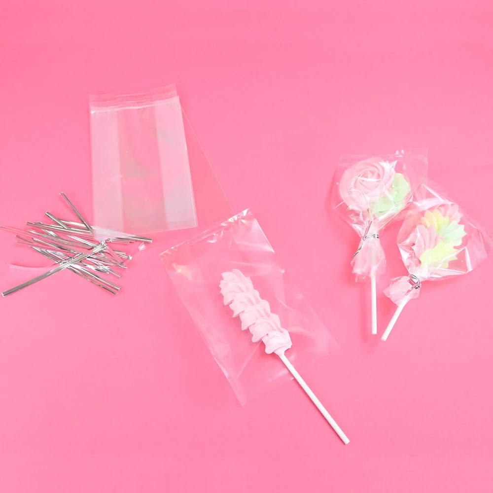 PME Cake Pop maišelių rinkinys su sidabriniais kaspinėliais
