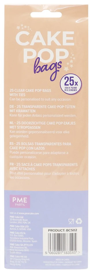 PME Cake Pop maišelių rinkinys su sidabriniais kaspinėliais