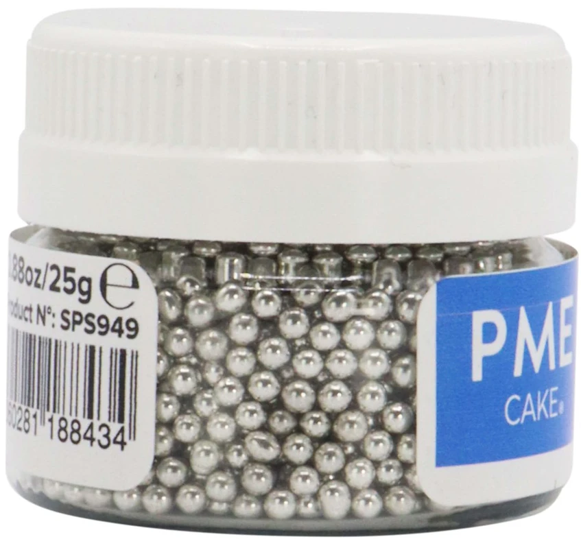 PME cukraus dekoratyviniai perlai 25 g 2,3 mm, sidabriniai