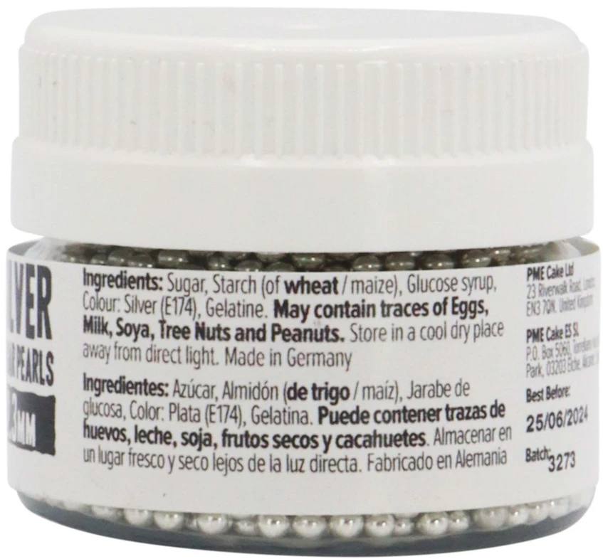 PME cukraus dekoratyviniai perlai 25 g 2,3 mm, sidabriniai