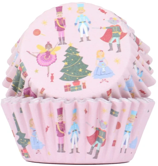 PME Cupcake įvyniokliai su Kalėdų motyvu (30 vnt.) šviesiai rožinės spalvos