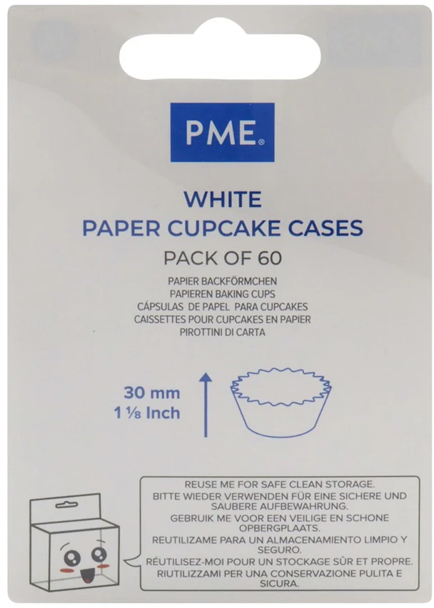 PME Cupcake kepimo puodeliai (60 vnt.) Baltos spalvos