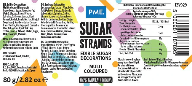 PME Įvairiaspalviai dekoratyviniai cukraus pabarstukai 80 g
