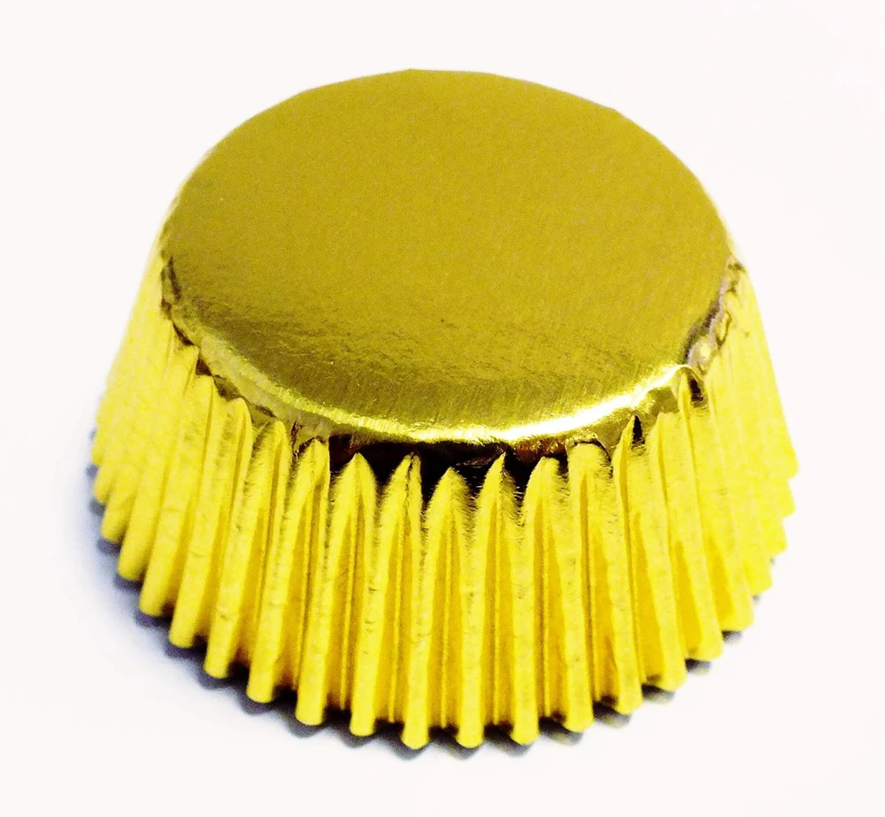 PME Metaliczne mini papilotki na muffinki (45 vnt) auksinė
