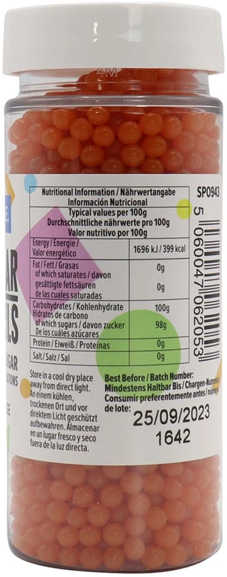 PME Sugar dekoratyviniai perlai 100 g apelsinų