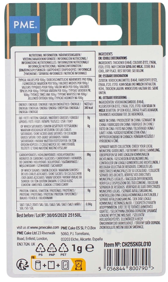 PME Świąteczny brokat - laski cukrowe 1 g