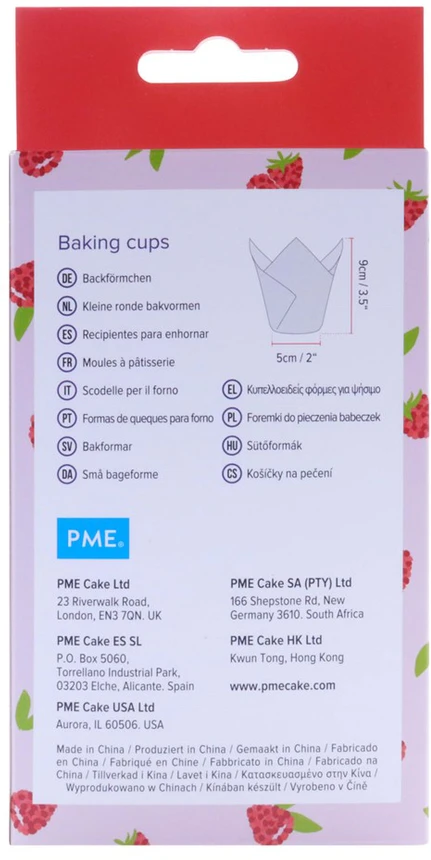 PME Tulip bandelės puodeliai - aviečių motyvas (24 vnt.)