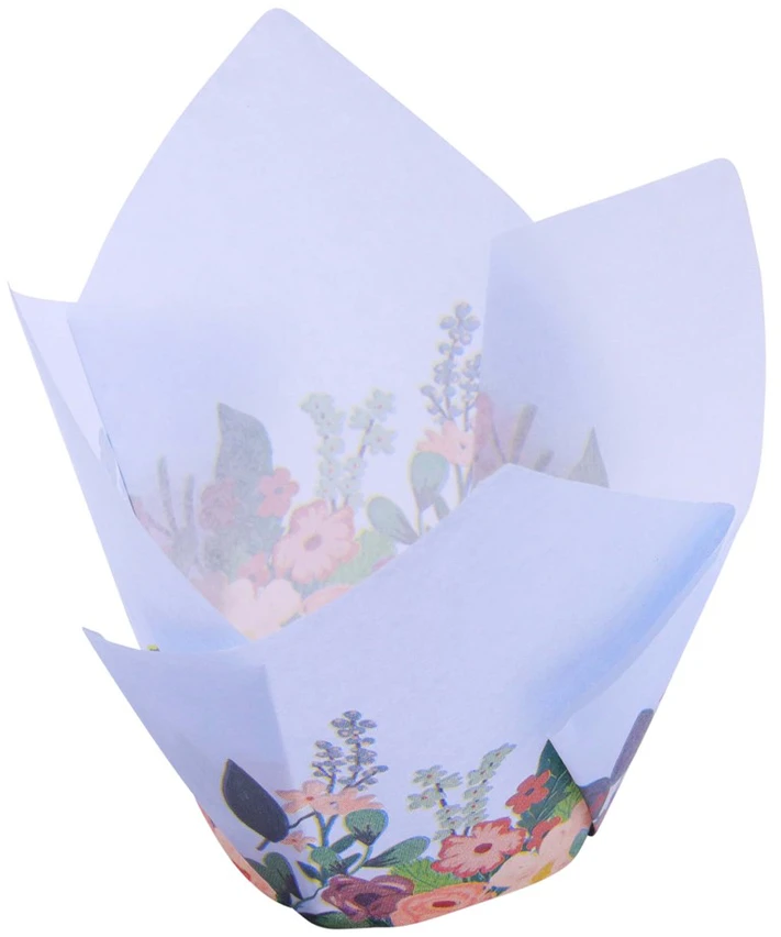 PME Tulip bandelės puodeliai - baltos gėlės (24 vnt.)