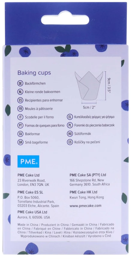 PME Tulip bandelės puodeliai - mėlynių motyvas (24 vnt.)