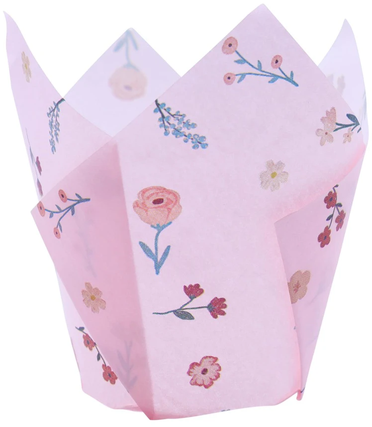 PME Tulip bandelės puodeliai - rožinės gėlės (24 vnt.)