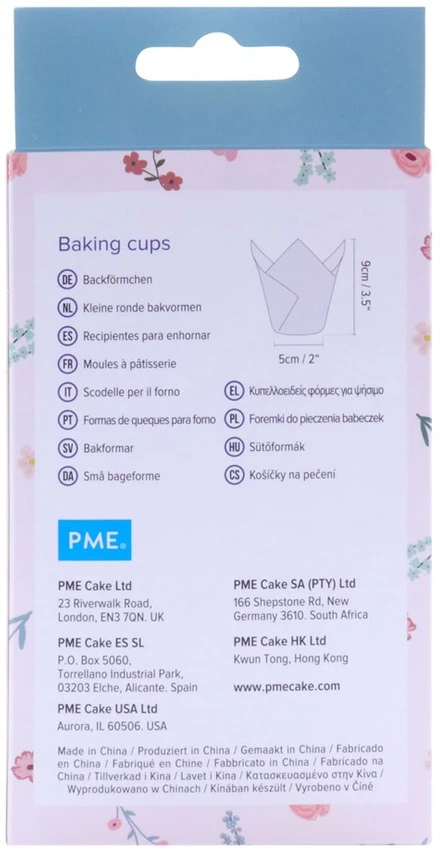 PME Tulip bandelės puodeliai - rožinės gėlės (24 vnt.)