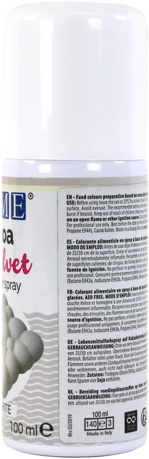 PME Velvet kakavos sviesto purškiklis 100 ml baltas