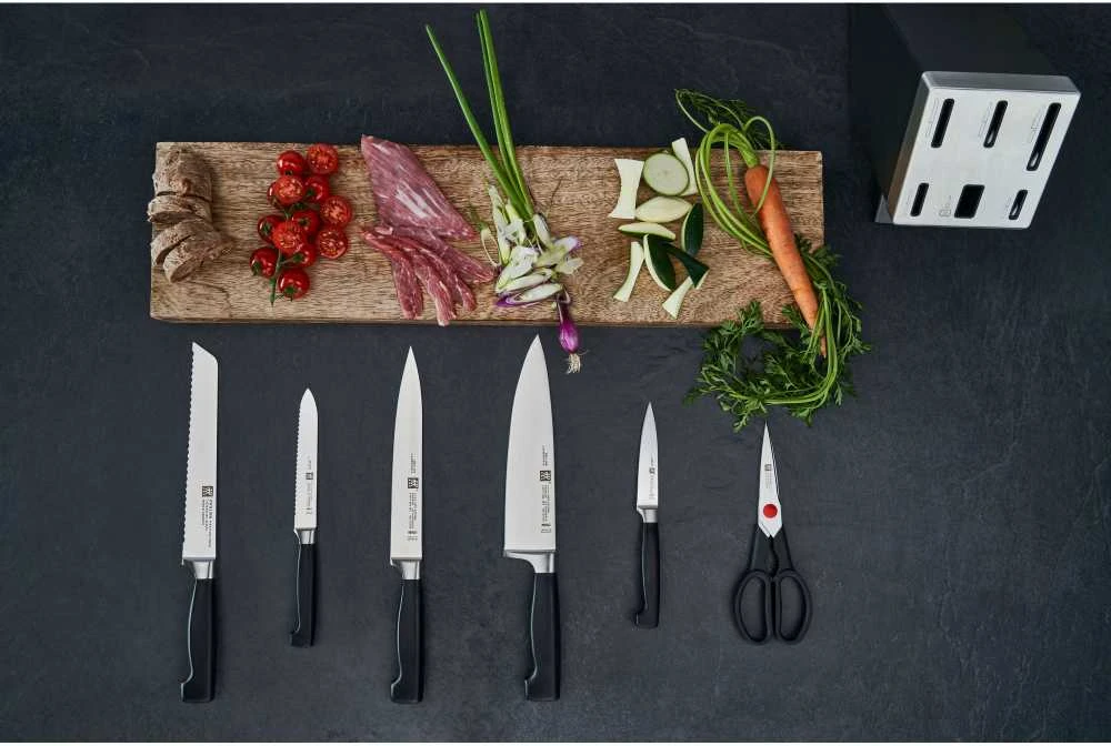 Zwilling Four Star 7 peilių rinkinys su bloku, pilkos spalvos