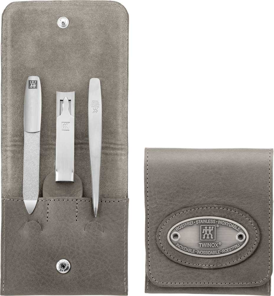 Zwilling Twinox Maniküre-Set – 3-teilig In Braunem Rindleder-Etui Mit Reißverschluss