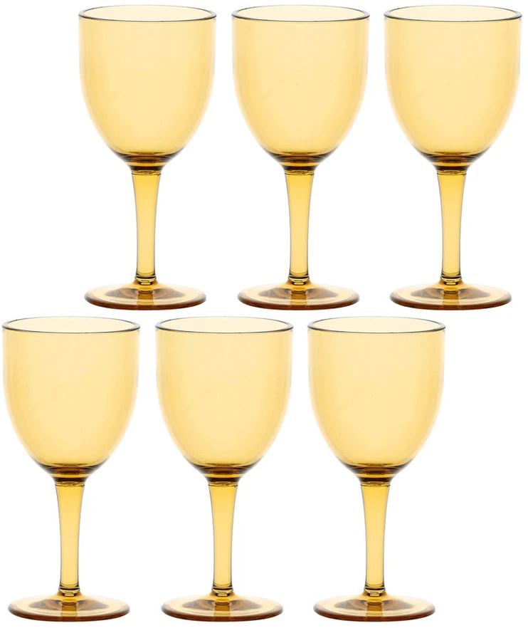 ROSE&TULIPANI FIABA 6 akrilinių vyno taurių rinkinys 400 ml, gintaras