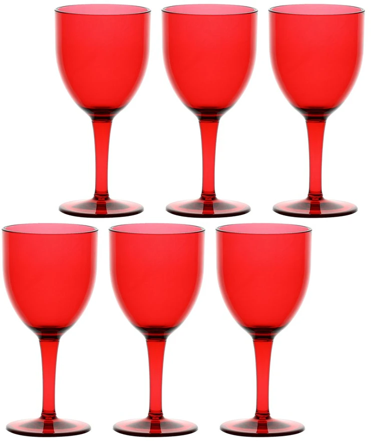 ROSE&TULIPANI FIABA 6 akrilinių vyno taurių rinkinys 400 ml, raudona