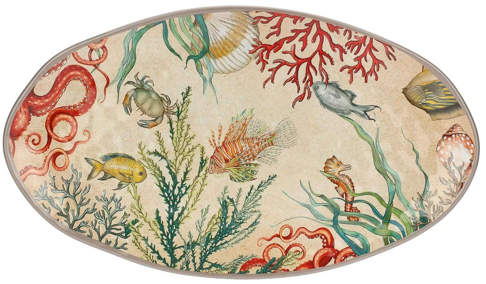 Rose&Tulipani Sea life melamino ovalus padėklas - 52 x 30 cm