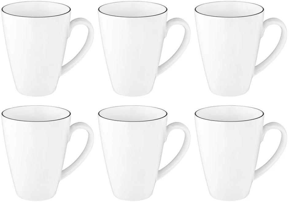 Select 6 puodelių su ąselėmis rinkinys, 350 ml, SELTMANN LIDO Juodas LINE