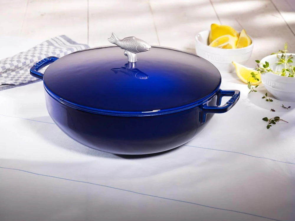 STAUB Ketaus keptuvė su dangčiu 24 cm, mėlyna