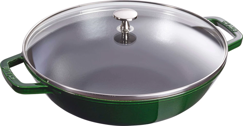STAUB Ketaus wok su dangteliu 30 cm, žalias