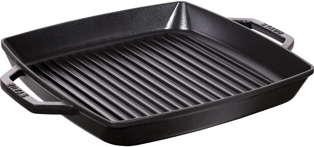 STAUB 40511-783-0 kvadratinė ketaus keptuvė su dviem rankenomis, 33 cm, juoda