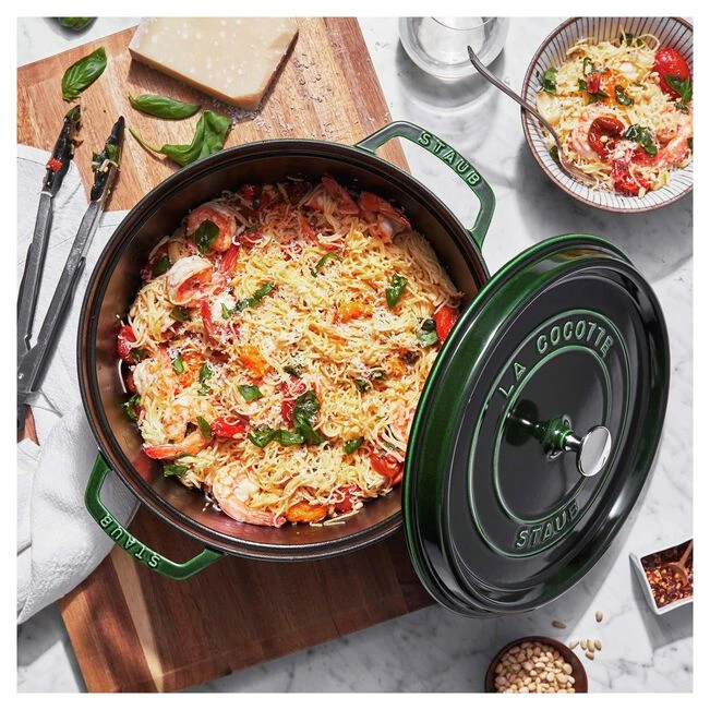 Staub La Cocotte 22 cm apvalus ketaus puodas troškinimui, tamsiai žalios spalvos | 40509-354-0