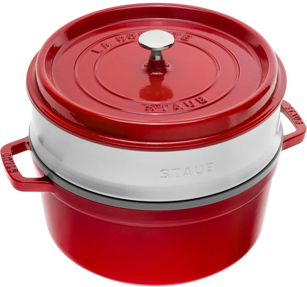 STAUB LA COCOTTE Apvalus ketaus puodas su 3,8 litro raudonu įdėklu