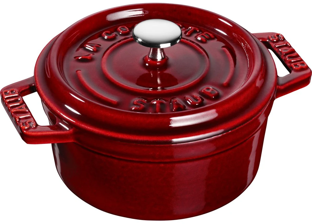 Staub apvalus ketaus mini puodas - 250 ml, grenadinas