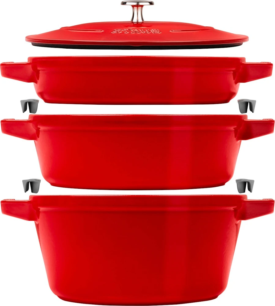 Staub La Cocotte apvalus ketaus troškinimo indas -- 3 VIENŲ RINKINYS