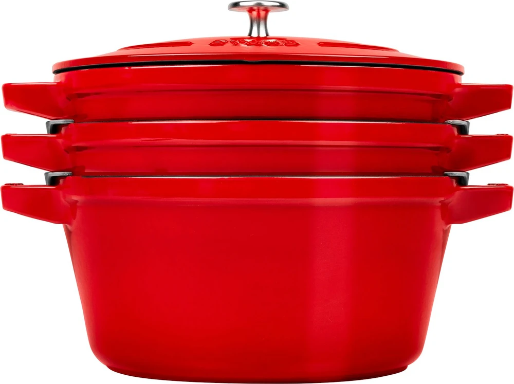 Staub La Cocotte apvalus ketaus troškinimo indas -- 3 VIENŲ RINKINYS