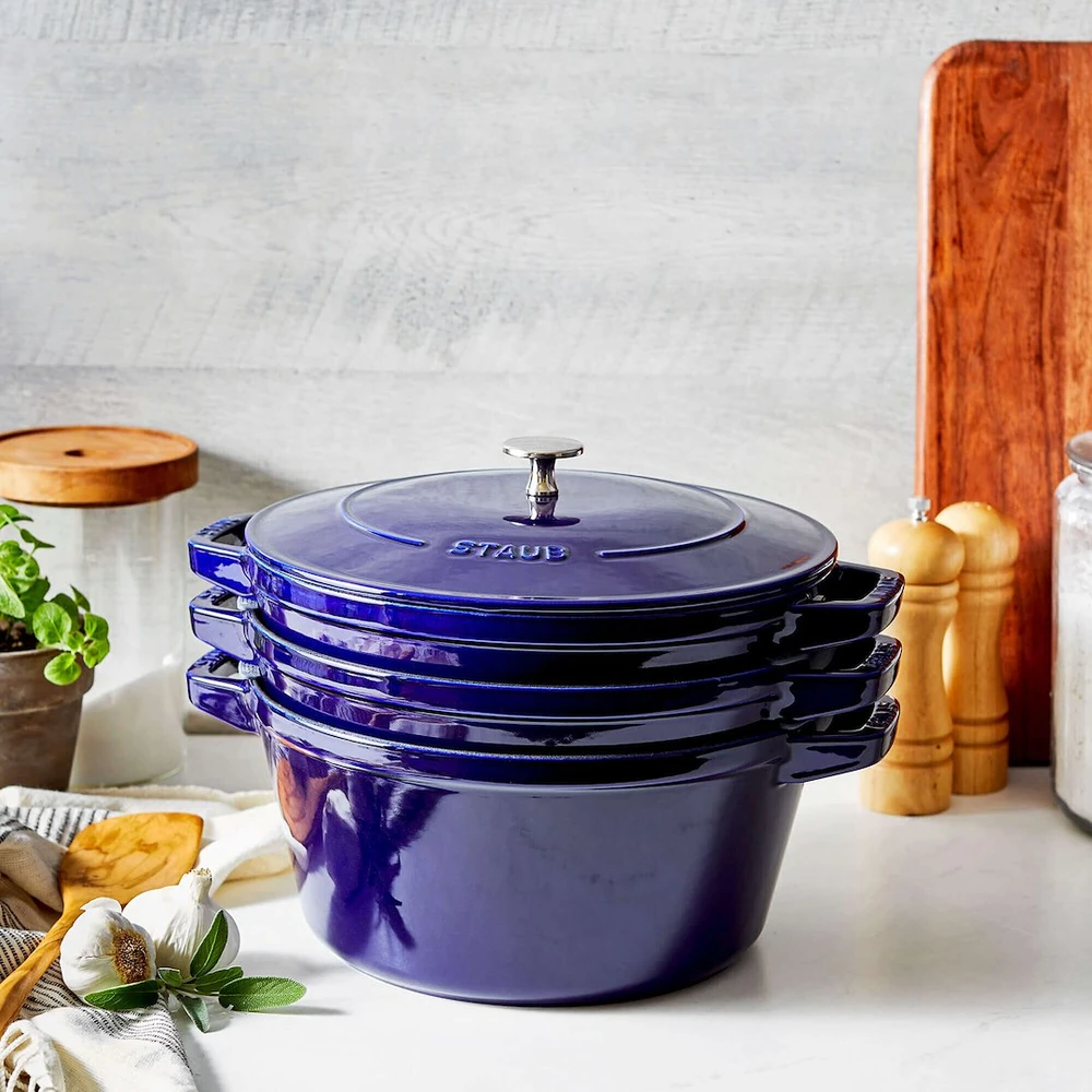 STAUB Rinkinys 3 naczyń + pokrywka 24 cm mėlyna