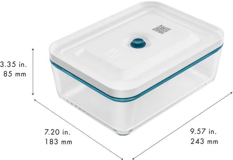 Zwilling stiklinis indas prostokątny 1.5 ltr jūros spalvos