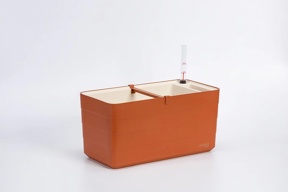 URBALIVE BERBERIS stačiakampis savaime drėkinamasis vazonas 40 x 20 cm, cinamono spalvos
