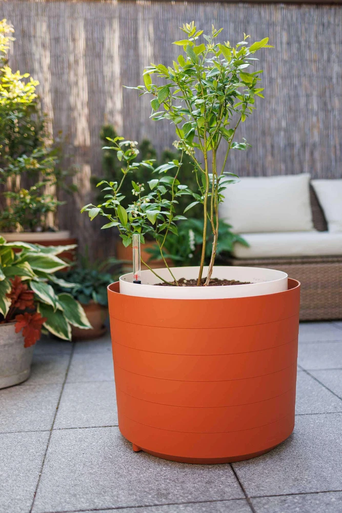 URBALIVE BERBERIS apvalus savaime drėkinantis vazonas 46 cm, cinamono spalvos
