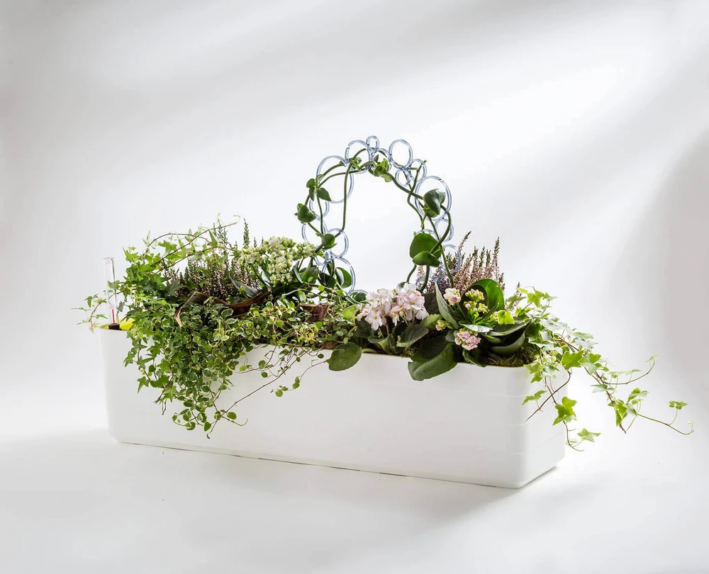 URBALIVE BERBERIS stačiakampis savaime drėkinamasis vazonas, 80 x 20 cm, baltas