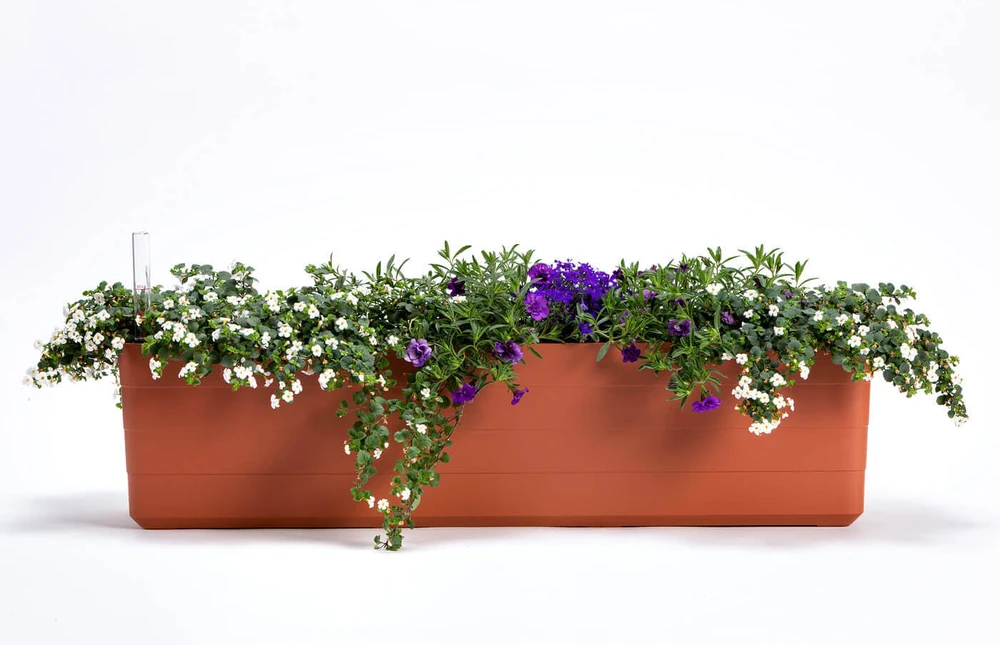 URBALIVE BERBERIS stačiakampis savaime drėkinamasis vazonas 80 x 20 cm, cinamono spalvos