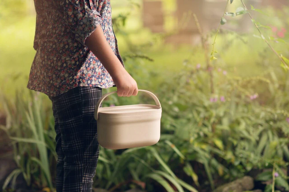 URBALIVE biologinių atliekų konteineris su rėmu 3,1 l, kreminės spalvos