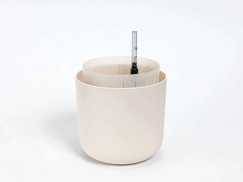 URBALIVE TOLITA AIR apvalus savaime laistomas vazonas 16 cm, smėlio spalvos